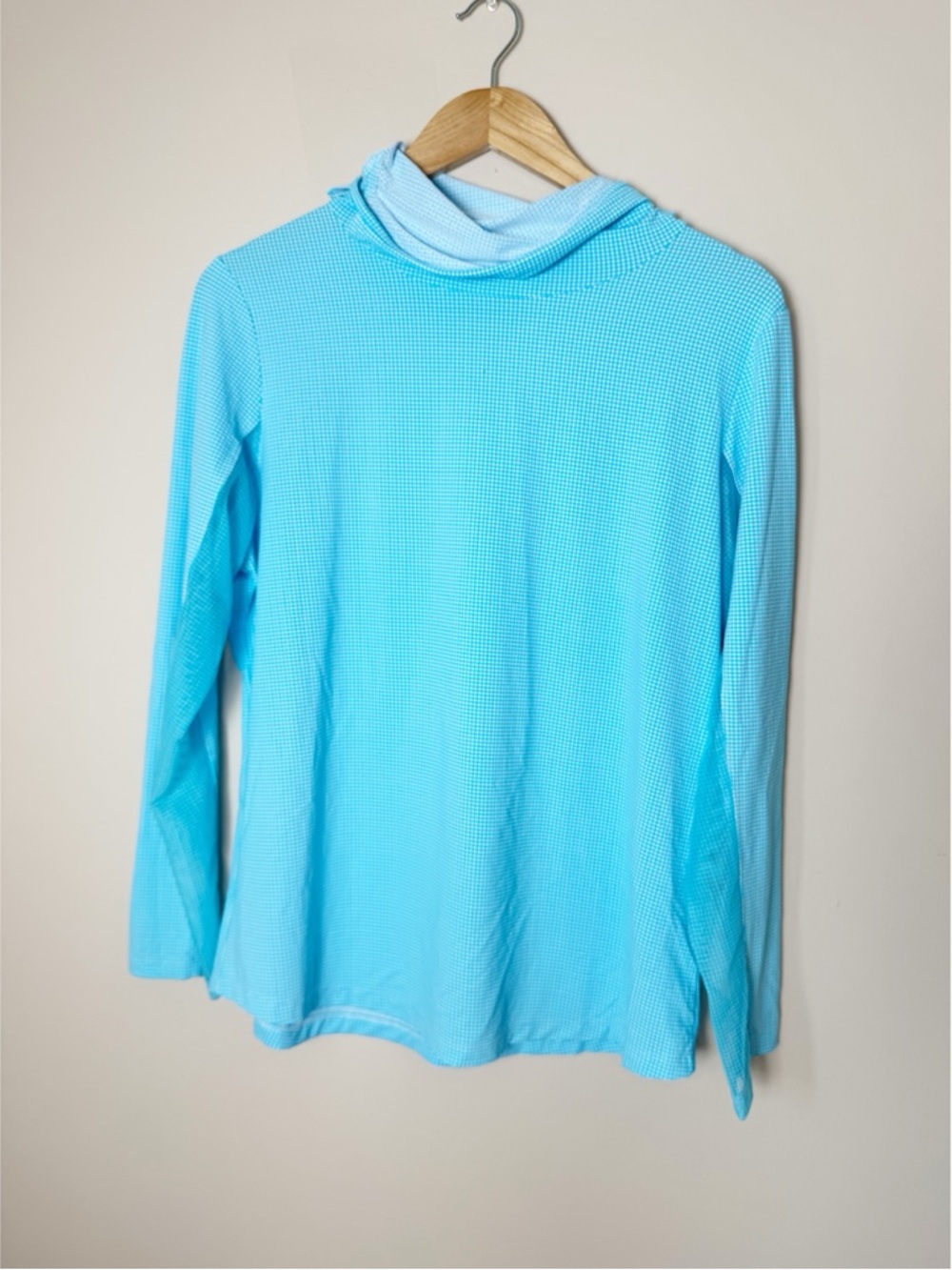 IBKÜL UPF 50+ Long Sleeve Pullover Top Aqua Blue Large